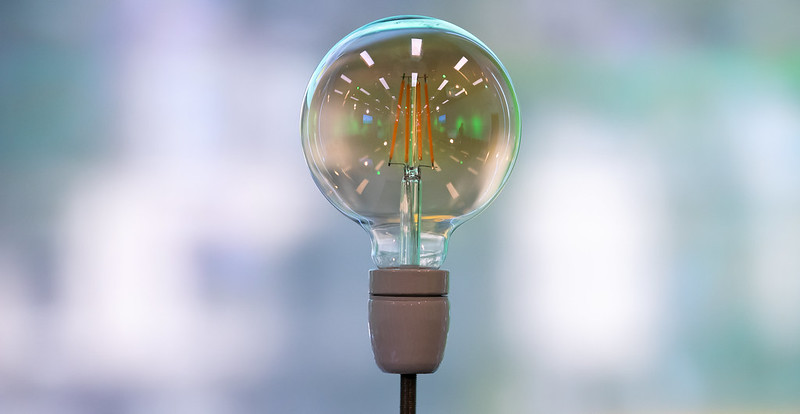 Light bulb with blur background.